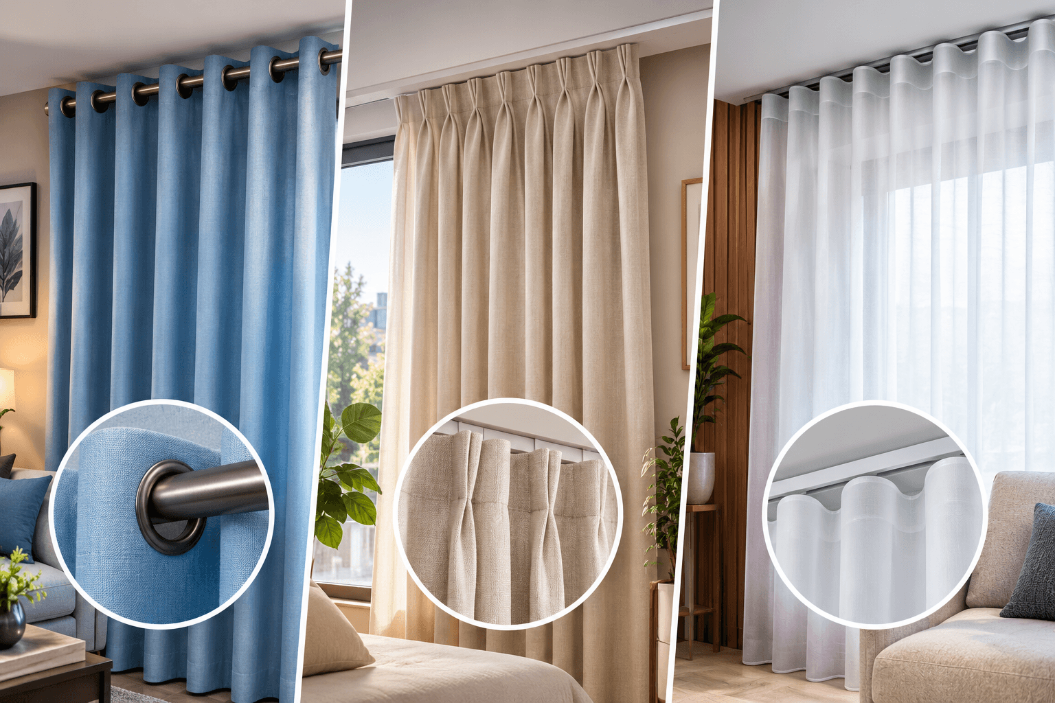 Cortina com acabamento wave formando ondas contínuas e uniformes ao longo do trilho